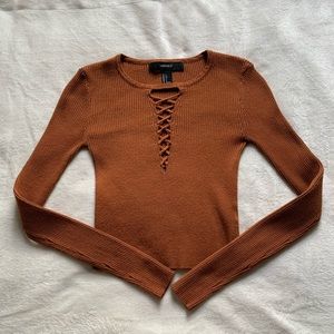 Front Lace Up Sweater